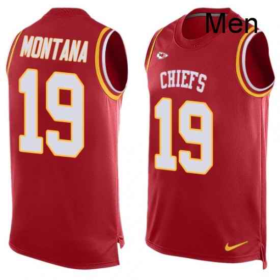 Men Nike Kansas City Chiefs 19 Joe Montana Limited Red Player Name Number Tank Top NFL Jersey